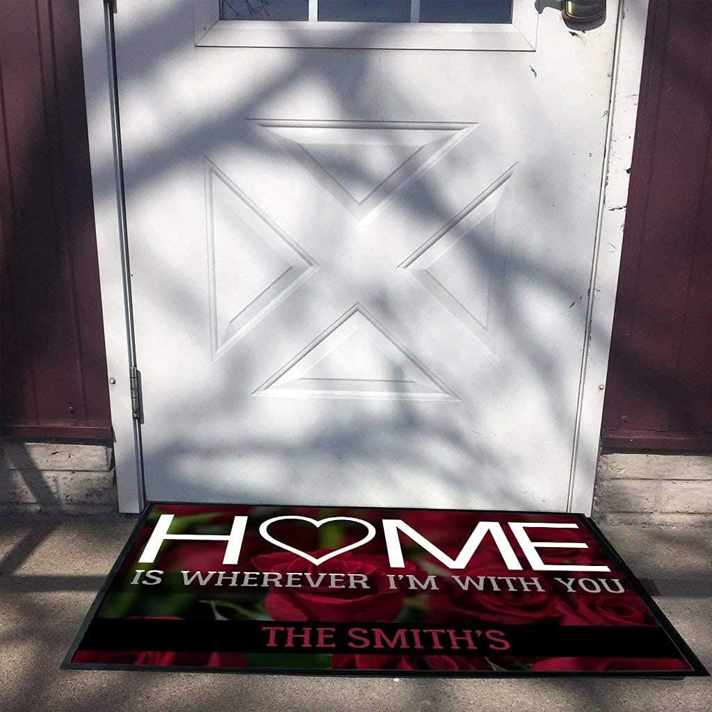 VictoryStore 24x36-Inch Valentines Doormat Home is Wherever I Am with You