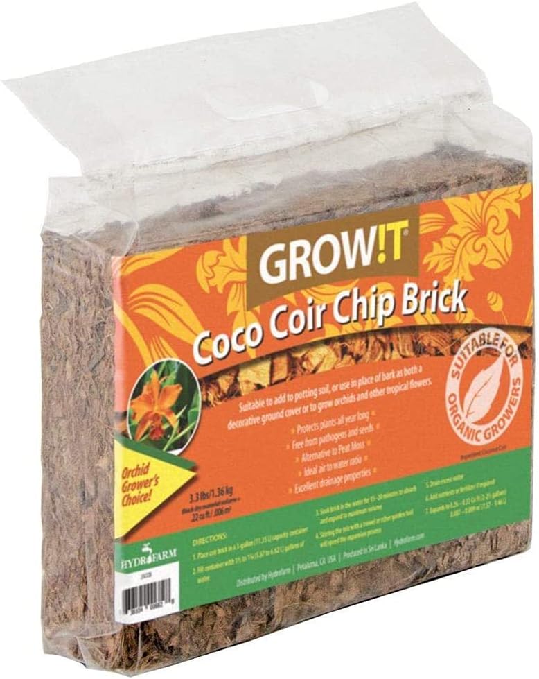 Hydrofarm Jsccb 3.3 Lbs Coco Coir Chip Brick