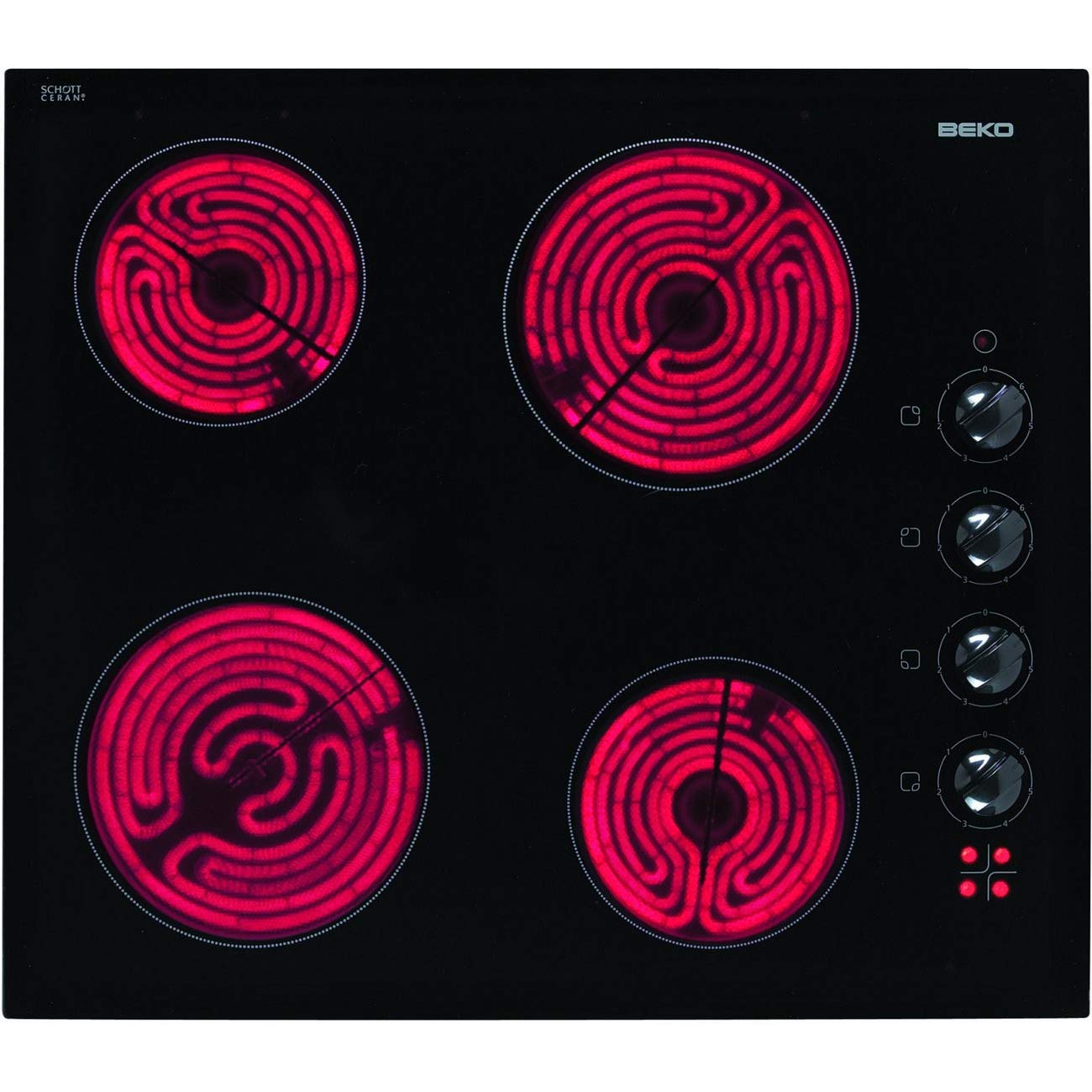 Beko piano cottura in vetroceramica da 58 cm a 4 fuochi 5800w nero hic64100