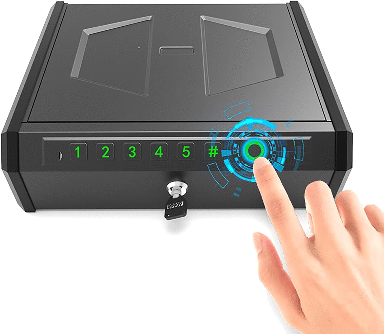 VADSBO Gun Safe, 8 L Pistol Safe, Fingerprint Safe Box, Hard Cold-rolled Steel Plates, Small Mini Safe for Gun Cash Money Jewelry, for Homebookshelf,car