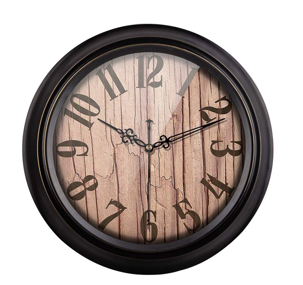 Horloge murale muette à quartz au design grain de bois vintage