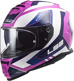 LS2 Capacete Integral Helmets Assault Para Motociclismo Com Viseira Solar (Branco Brilhante/Rosa - Tamanho Gg)