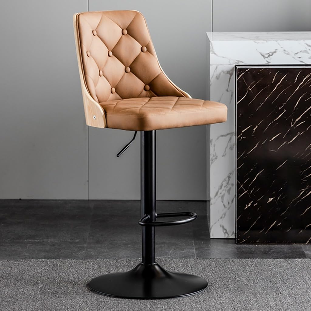 Counter Height Bar Stools Set Of 1 Modern Barstools PU Leather Swivel Kitchen Island Stool Upholstered Bar Chair With Back And Footrest, For Bar Kitchen Dining Room(/Brown B)