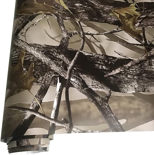 Queenbox Envolturas de vinilo de camuflaje de 1.6 x 6.6 pies, diseño de camuflaje de arce, adhesivo autoadhesivo para automóvil, rollo de liberación