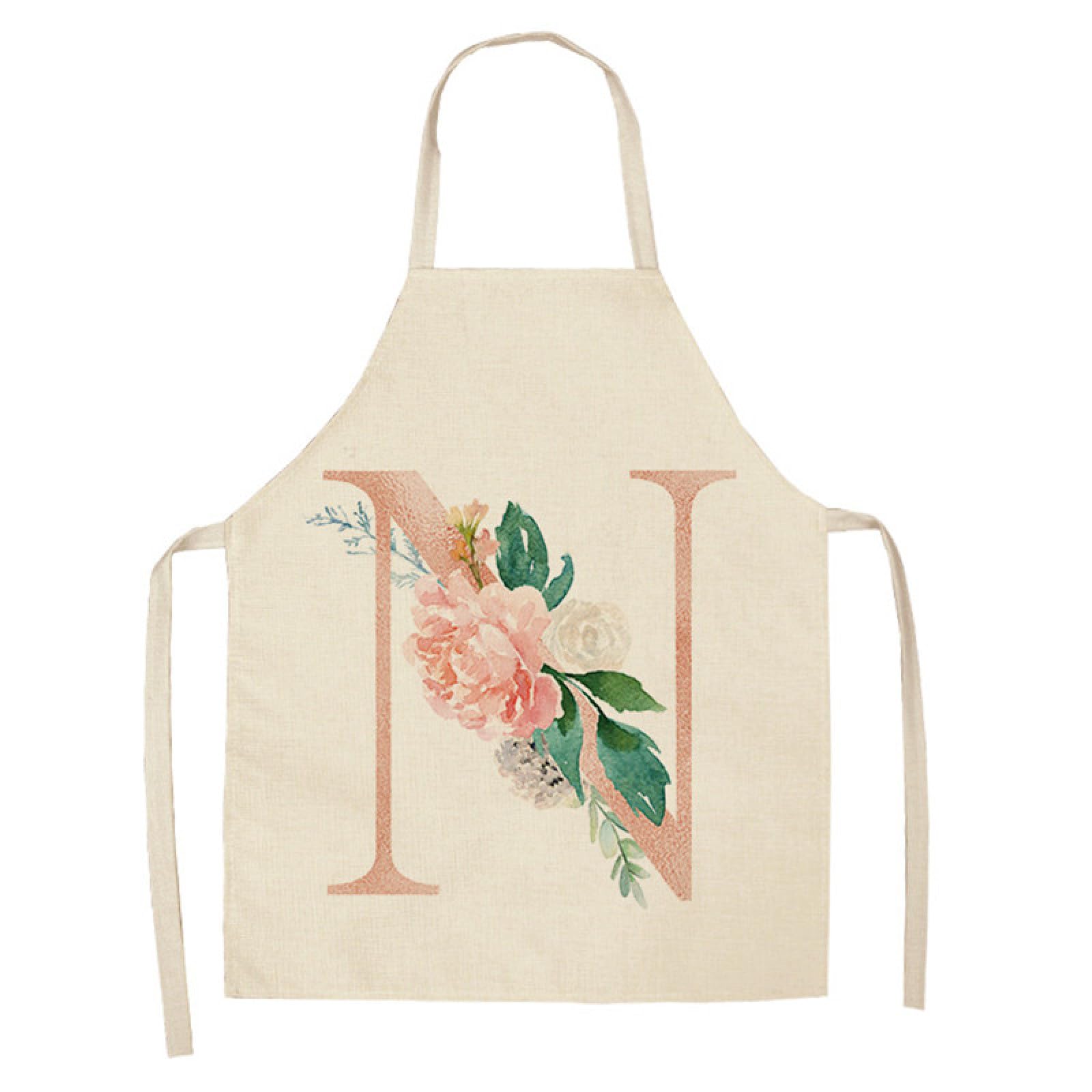 Delantal De Lino Y Algodón Sin Mangas Para Damas/niños, Patrón De Letras Rosas, Delantal De Cocina Para Hornear, Restaurante, Chef, Camarero, Uniforme De Trabajo, Herramientas De Limpieza Del Hog