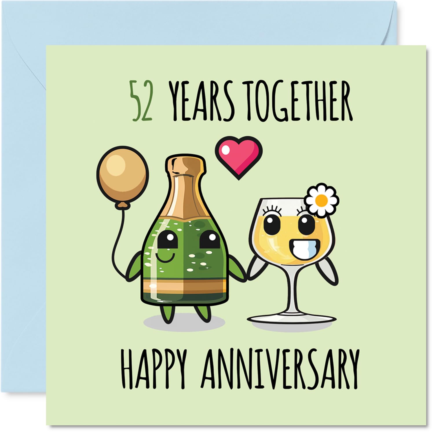 Stuff4 52nd Anniversary Card for Women Men - 52 Years Together - Happy 52 Year Anniversary Card for Companion Partner Husband Wife, 145mm Wedding