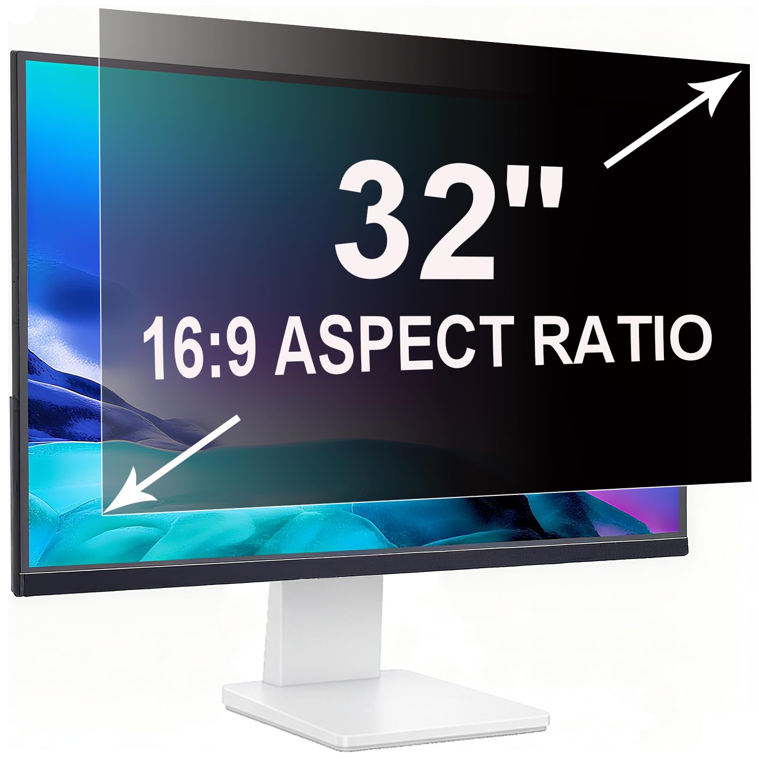 Pantalla de privacidad para monitor de computadora de 32 pulgadas 16:9 (70,8 x 39,8 cm), filtro de luz azul y protector de privacidad extraíble antirreflejos, película protectora de