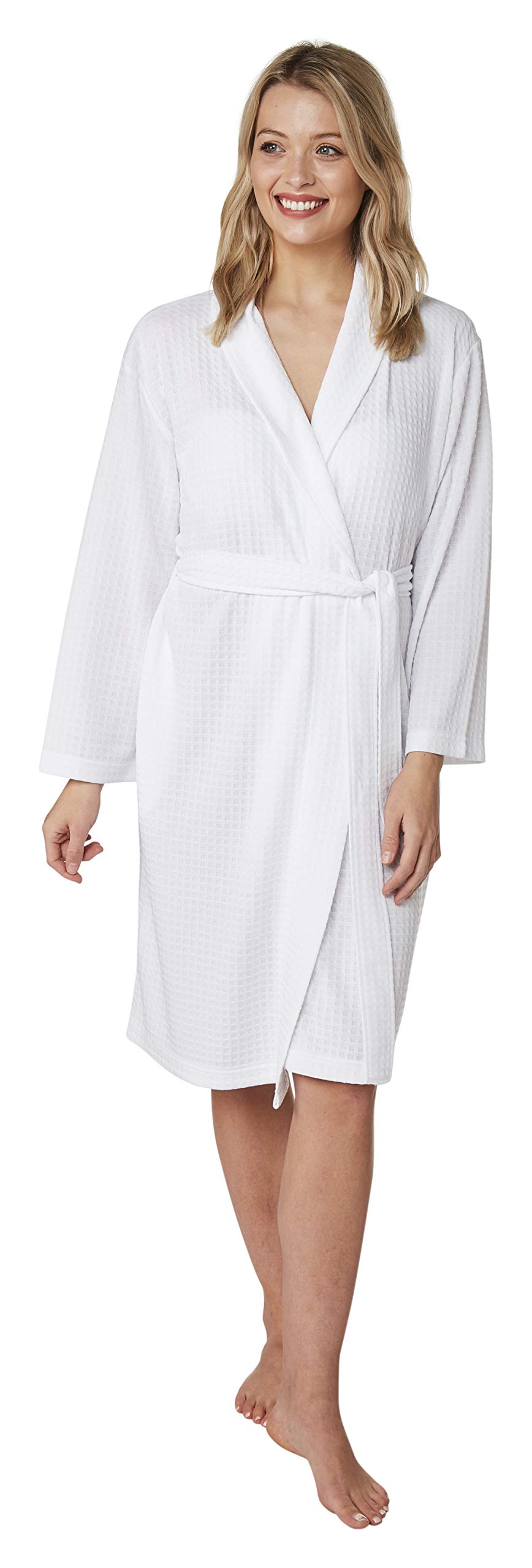 Indigo Sky Francesca Womens Easy-Care Waffle Knit Shawl Collar Robe
