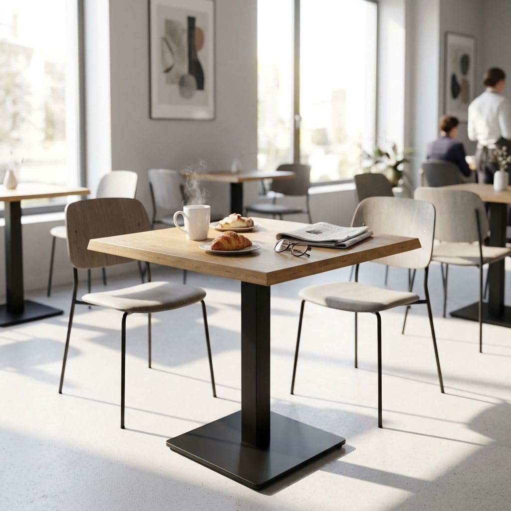milani home - piano tavolo da pranzo 70 x 70 cm, marrone, MDF e HPL