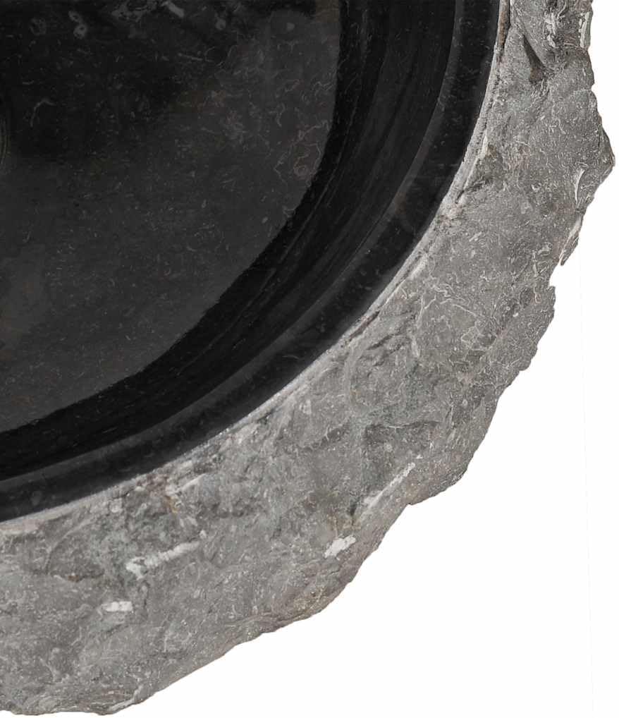 15.7 inch Black Marble Vessel Sink for Bathroom 4.7 H Stone Basin with 1.8 Drain Hole Modern Farmhouse Style Small Vanity Bowl for Restroom Powder Room