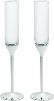 Vera Wang Wedgwood Grosgrain Silver Plate Toasting Flute Pair