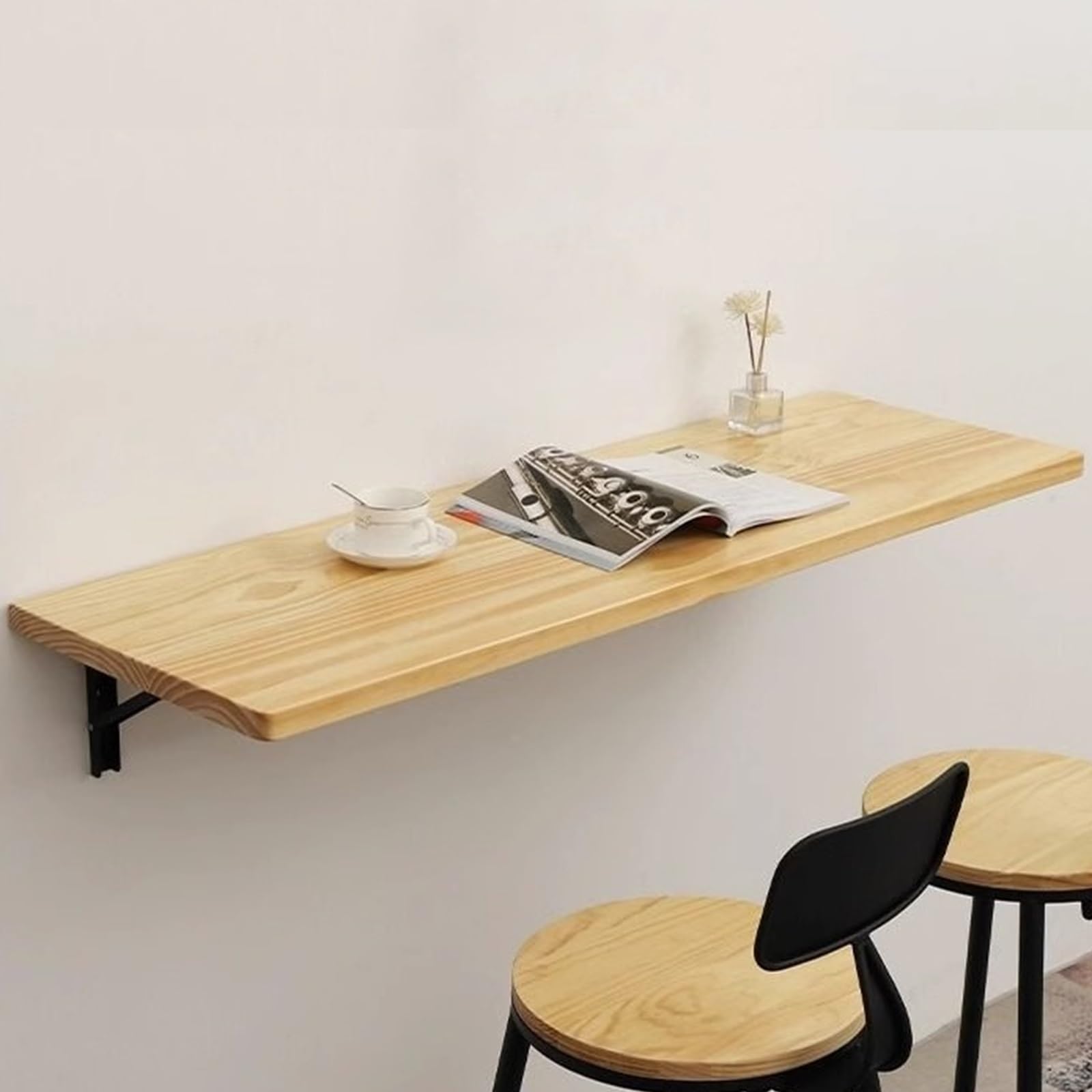 GDMDPTE Wall Mounted Folding Table (80x30cm) - Space-Saving Collapsible Wall Table for Home Office Kitchen - Versatile Sturdy Easy to Install Modern Design