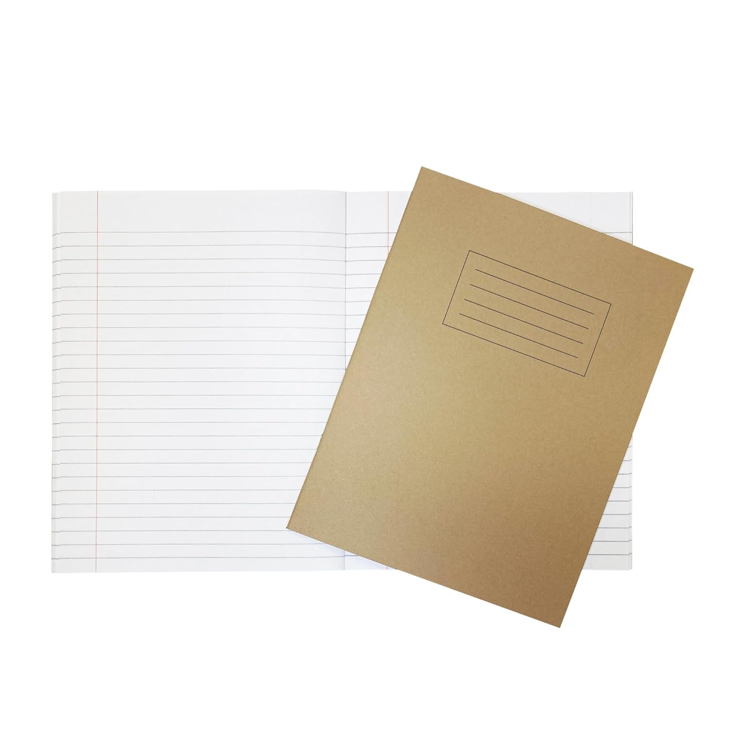 Janrax Pack of 10 9x7 Buff 80 Page Feint Ruled with Margin Exercise Books WF Paper with 225gsm Manilla Cover