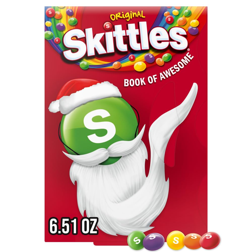 SKITTLES Original Book of Awesome Chewy Christmas Candy Gift Box, 6.51oz Box (Pack of 12)