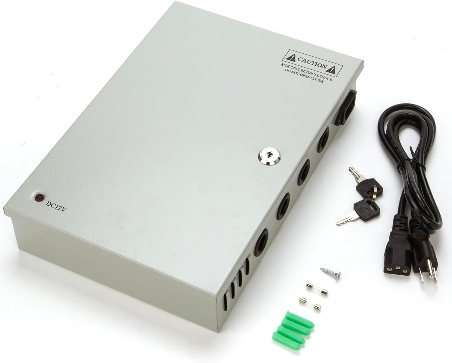 18 Channel Port 12V DC 30 Amp Amper Glass Fuse Distributed Power Supply Box for CCTV DVR Security System and Cameras