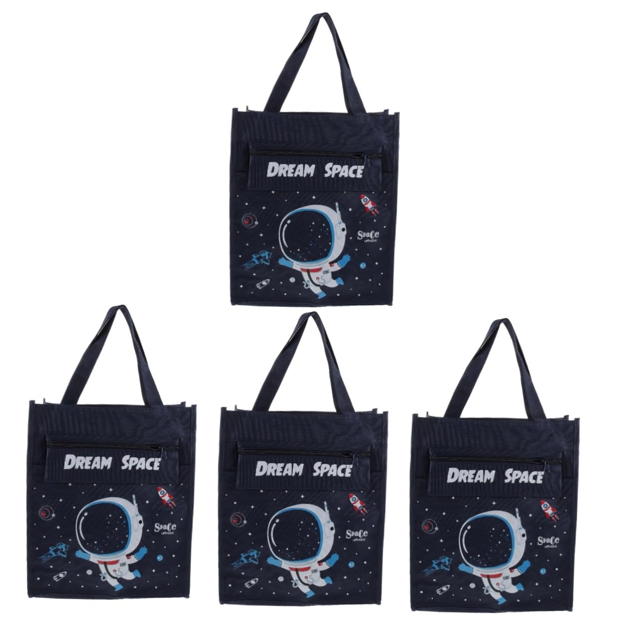 Sac Fourre Tout Toile Grand Format Lot de 4 Cabas de Course et Plage Motif Extraterrestre - 8