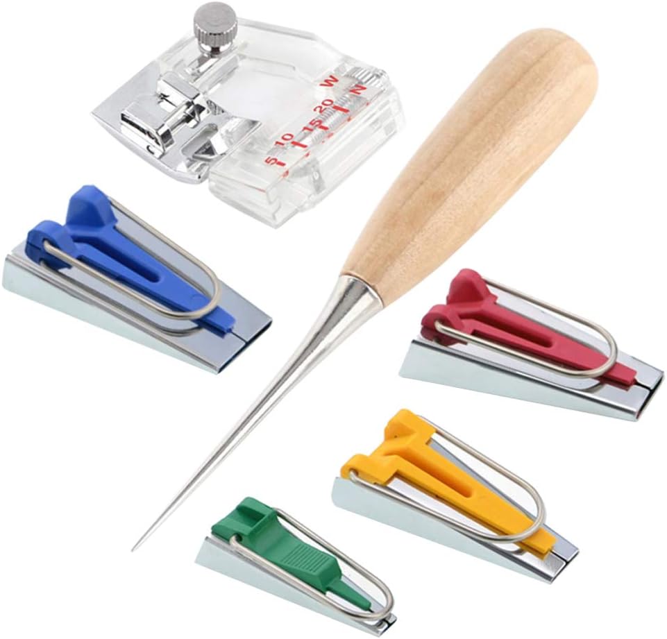 EXCEART 6pcs Colorful Tape Makers Kit Household Sewing Accessory for Creating Bias Tapes Binding and Trims Easy to Use Durable Tool for Sewing Machines and Crafting Projects