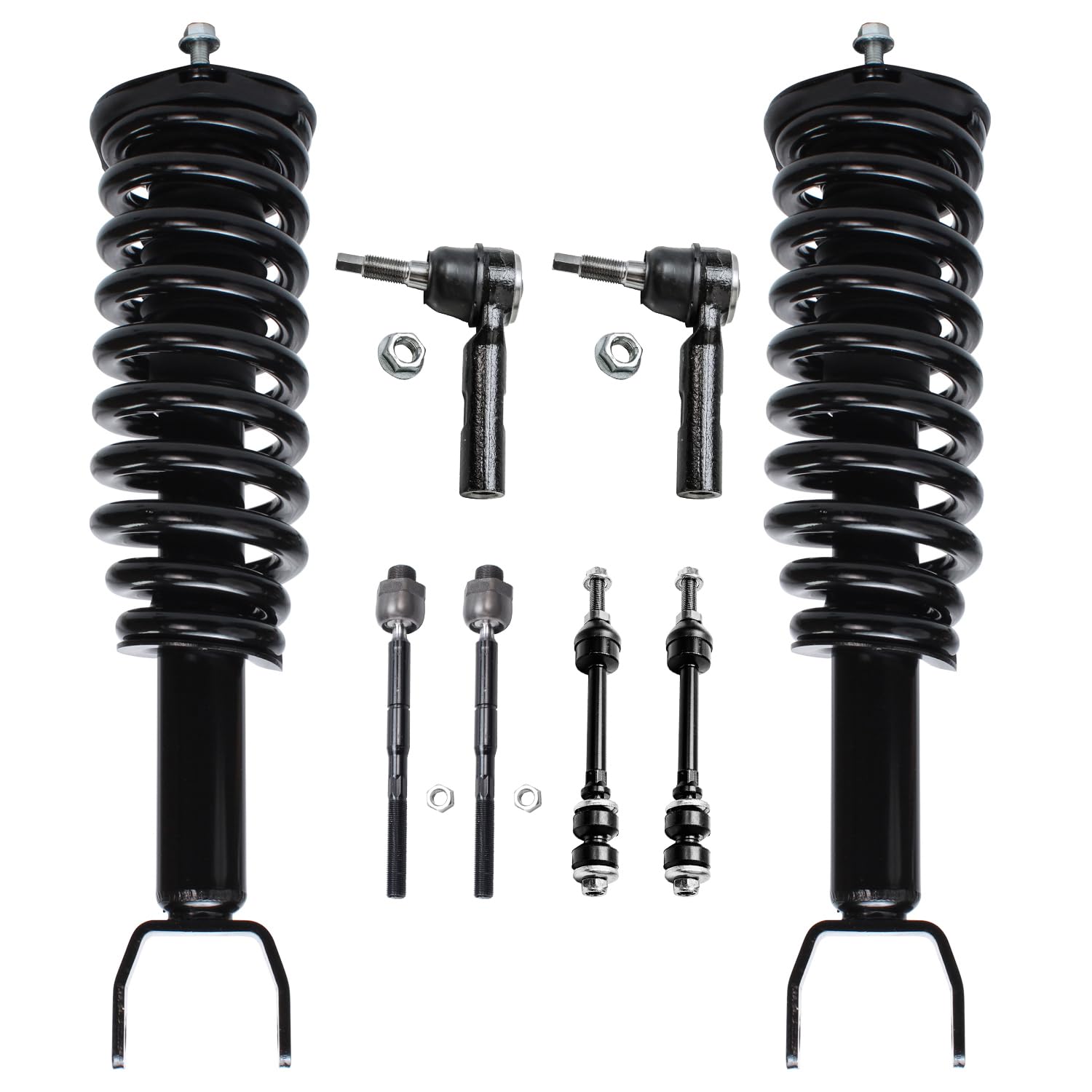 Detroit Axle - 2WD Front Struts + Sway Bar Links + Inner &amp; Outer Tie Rods