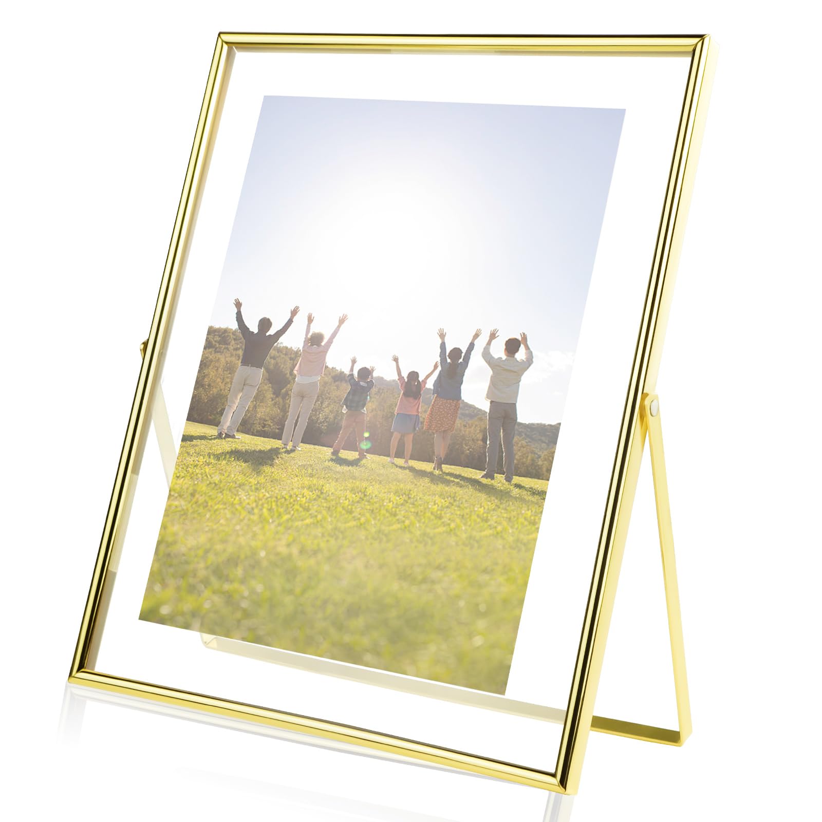 Cadre photo flottant doré idéal pour décoration florale pressée