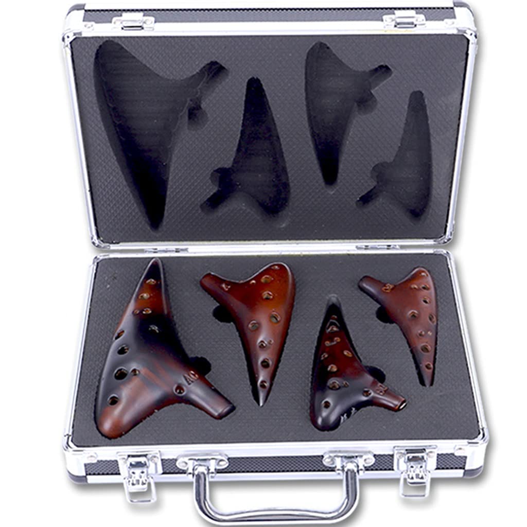 Instrument ocarina, Ocarina 12-otworowa AC SF SG SC Ceramic Flute Tile Xun Set z pudełkiem Brązowy Przezroczysty
