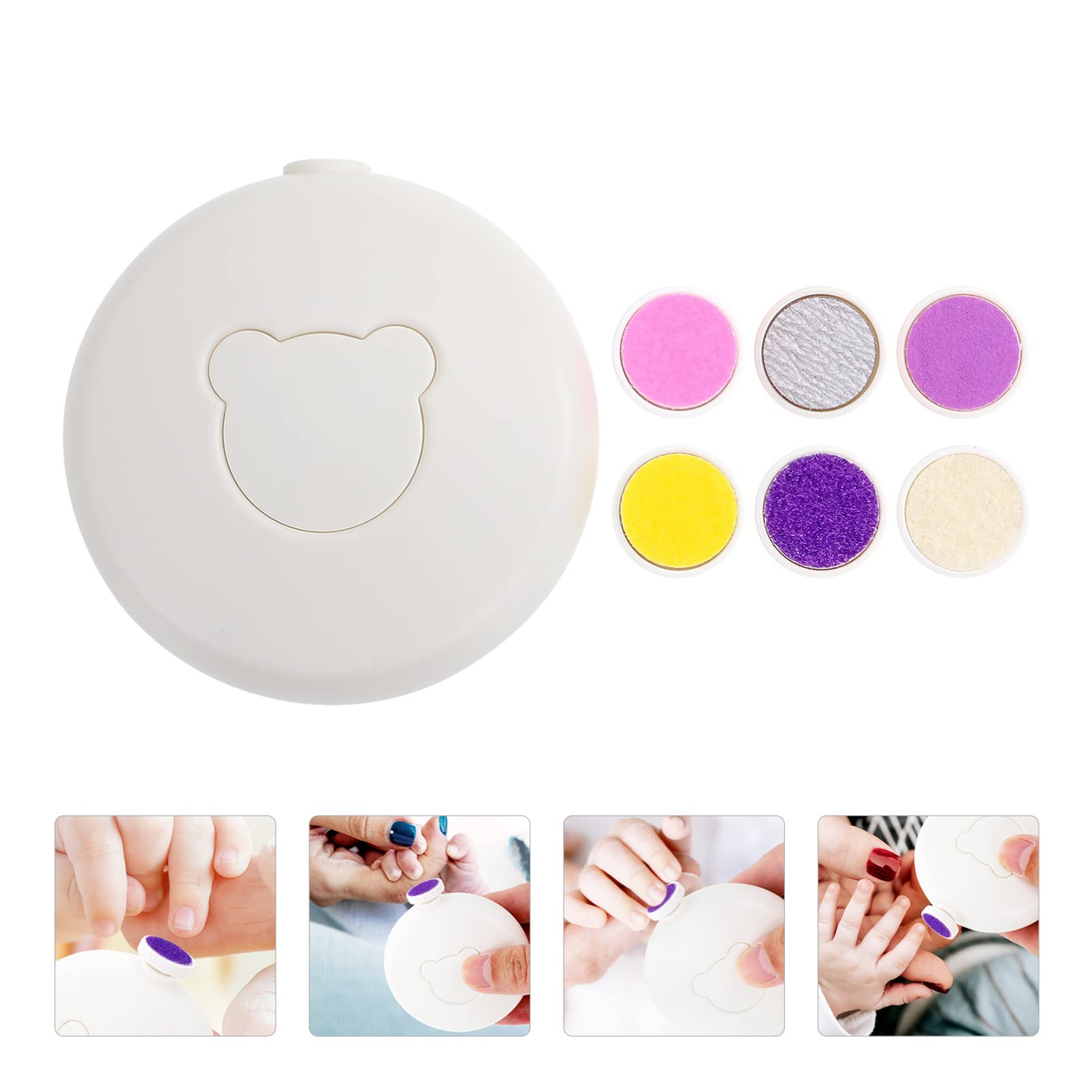FOMIYES 4sets Elettrico Per Taglio Unghie Per Ragazzo Ragazza e Adulti Trimmer Per Unghie Portatile e Leggero Strumento Di Manicure Sicuro Per Ragazzo Ragazza e Famiglie Con Testine Di