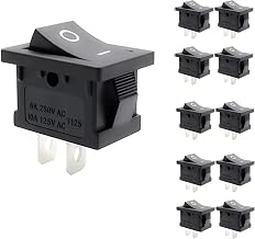 10 pièces SPST Snap-in ON-Off 2 broches rond Snap interrupteur de bateau à bascule noir AC 250V 6A 125V 10A for le remplacement des appareils ménagers(10pcs rocker black)