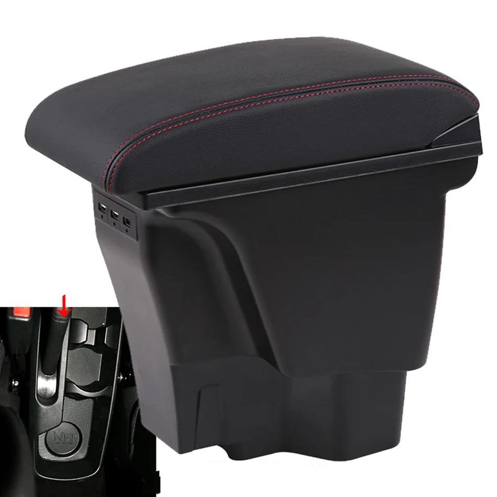 Box Bracciolo Con Supporto Multifunzionale Accessori Per La Modifica Degli Interni Dell'auto Imbottiti In PU Per Rio III 2011-2016 Consolle centrale(A1 Black red leather)