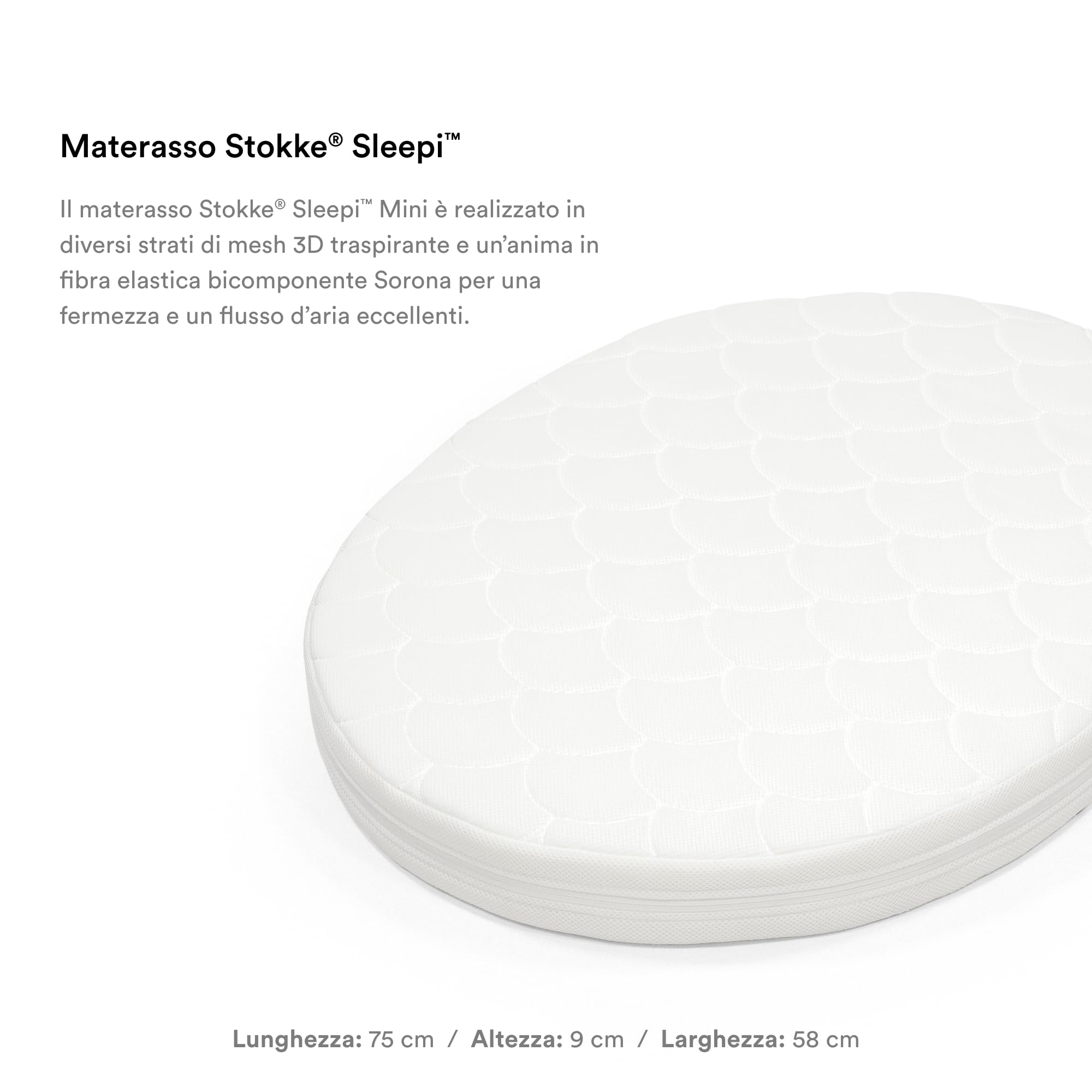 Stokke Materasso Sleepi Mini, Bianco - Strati di mesh 3D traspirante per un sonno sicuro - Comfort e Supporto per i bambini - Lavabile