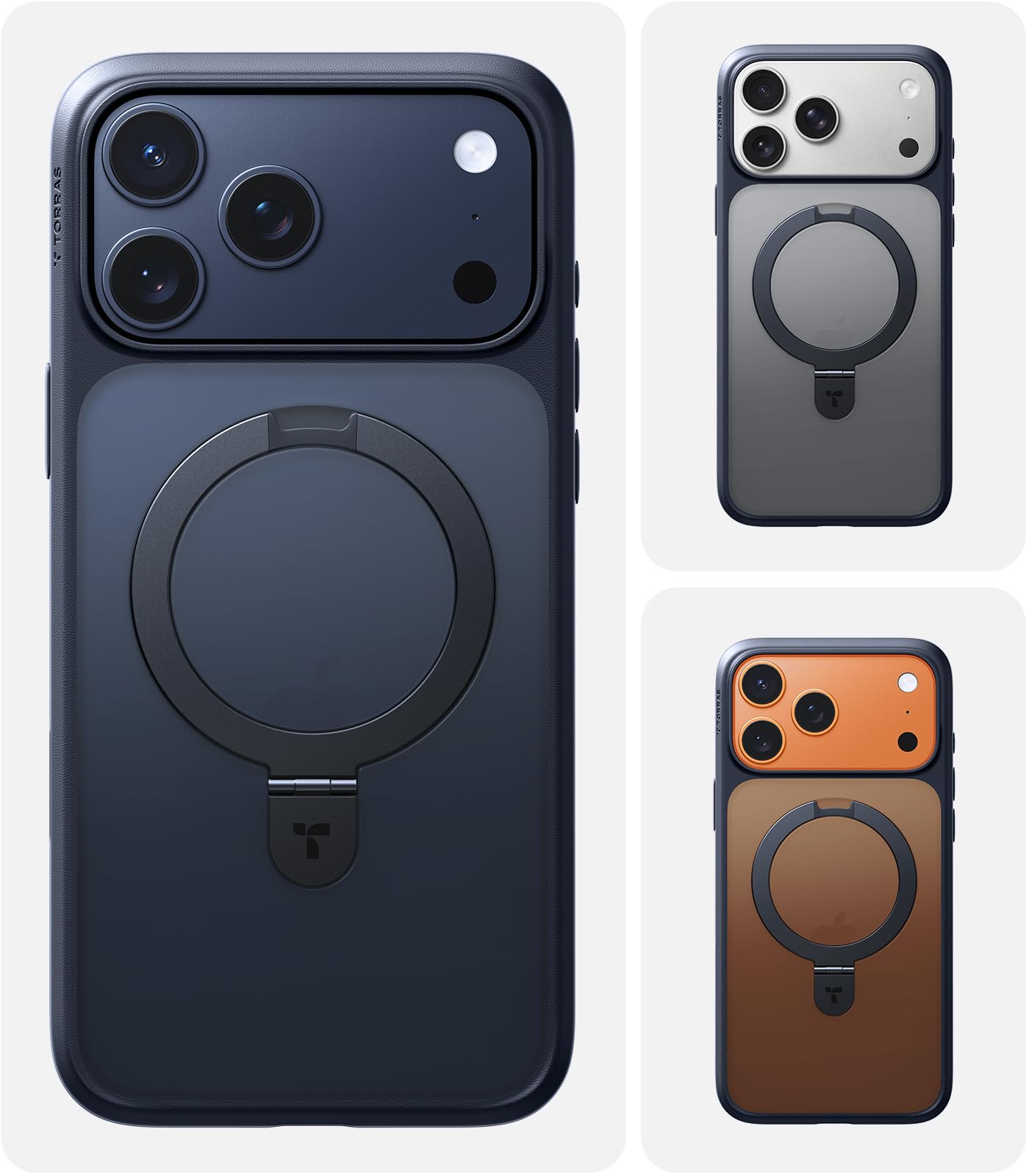 TORRAS Ostand Q1 für iPhone 17 Pro Max Hülle mit MagSafe, Ständer, Schwarz | Flache Haptik, Case & Handyhülle für iPhone 17 Pro Max mit 19 N Magnetkraft, drehbarem Ständer und Militärstandard-Fallschutz