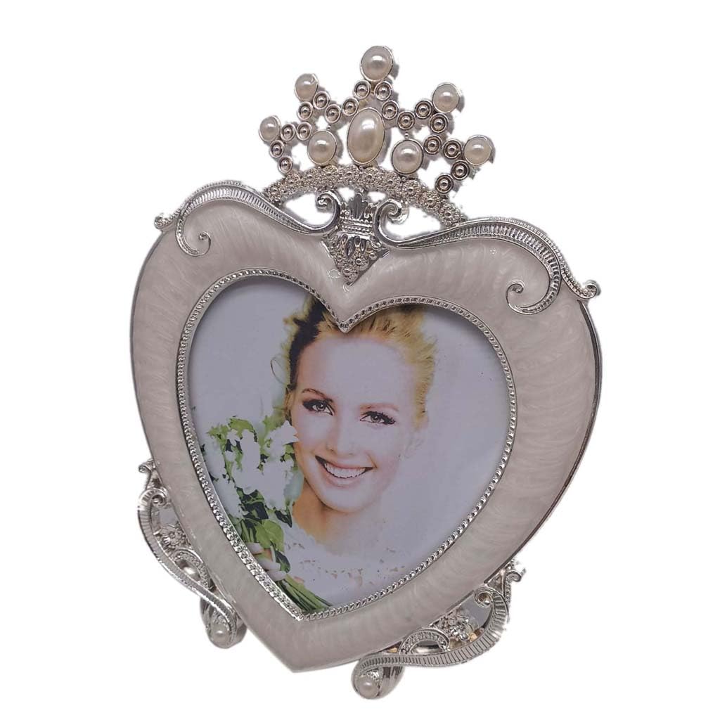 ZXWSTORE 5-inch (16 * 20cm) Heart-shaped Metal Photo Frame, Table Frame