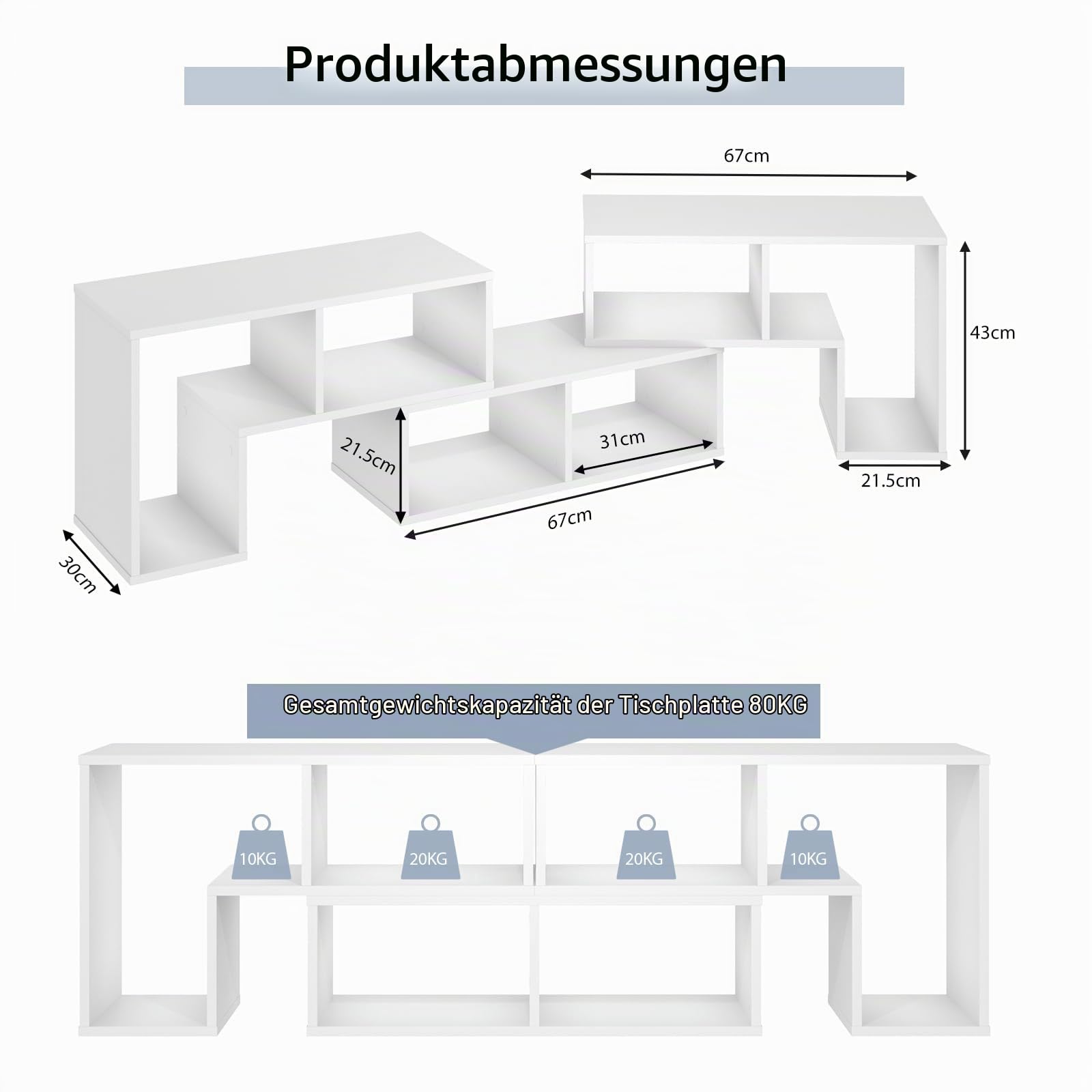 KOMFOTTEU Fernsehschrank Holz, TV-Schrank frei kombinierbar, TV Lowboard für TVs bis zu 65 Zoll, Multifunktionaler Bücherregal & TV-Kommode (Weiß)