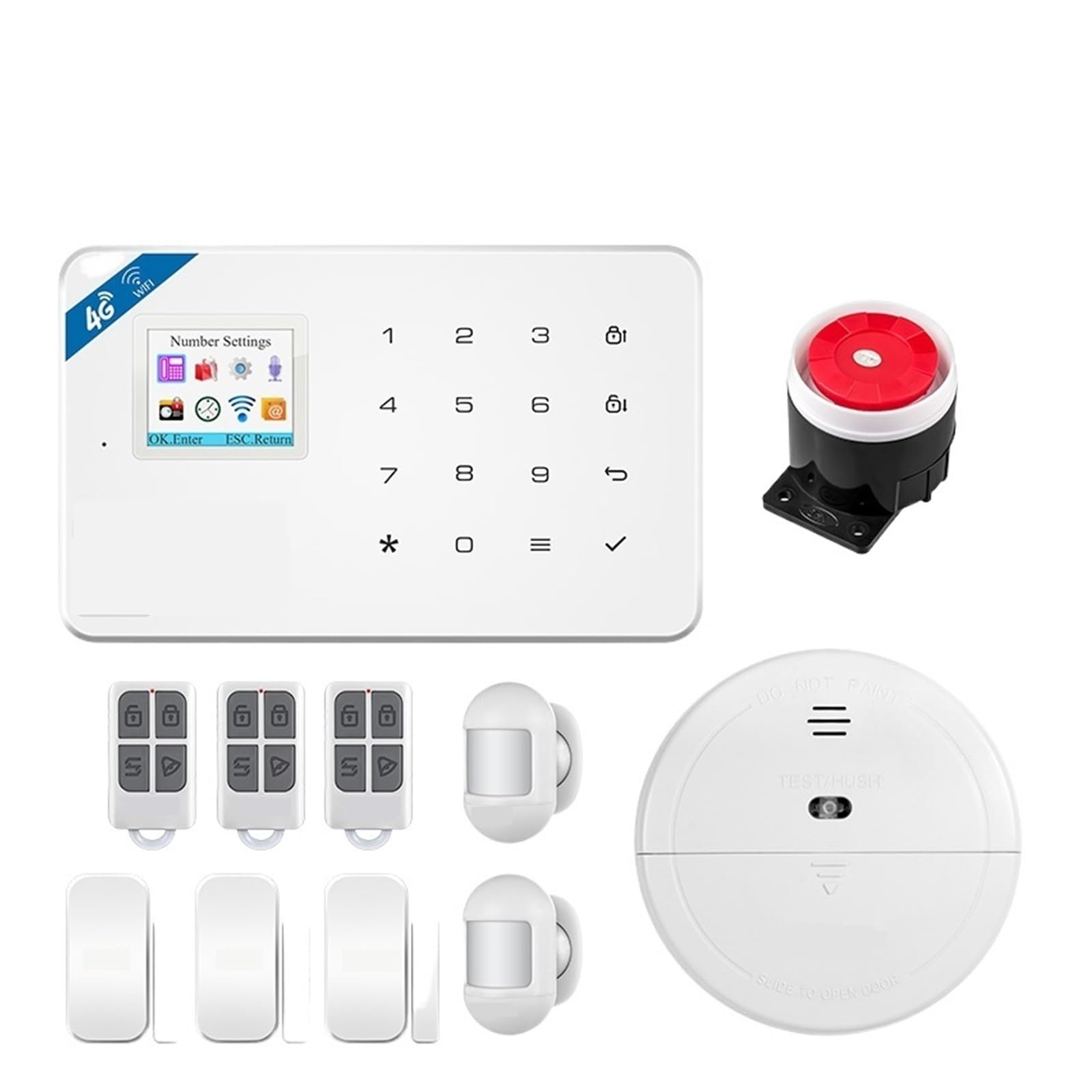 Alarma Inteligente, Ladrón del detector sensor de movimiento alarma WIFI/GSM la casera elegante 4G for los activos valiosos(KIT 2)