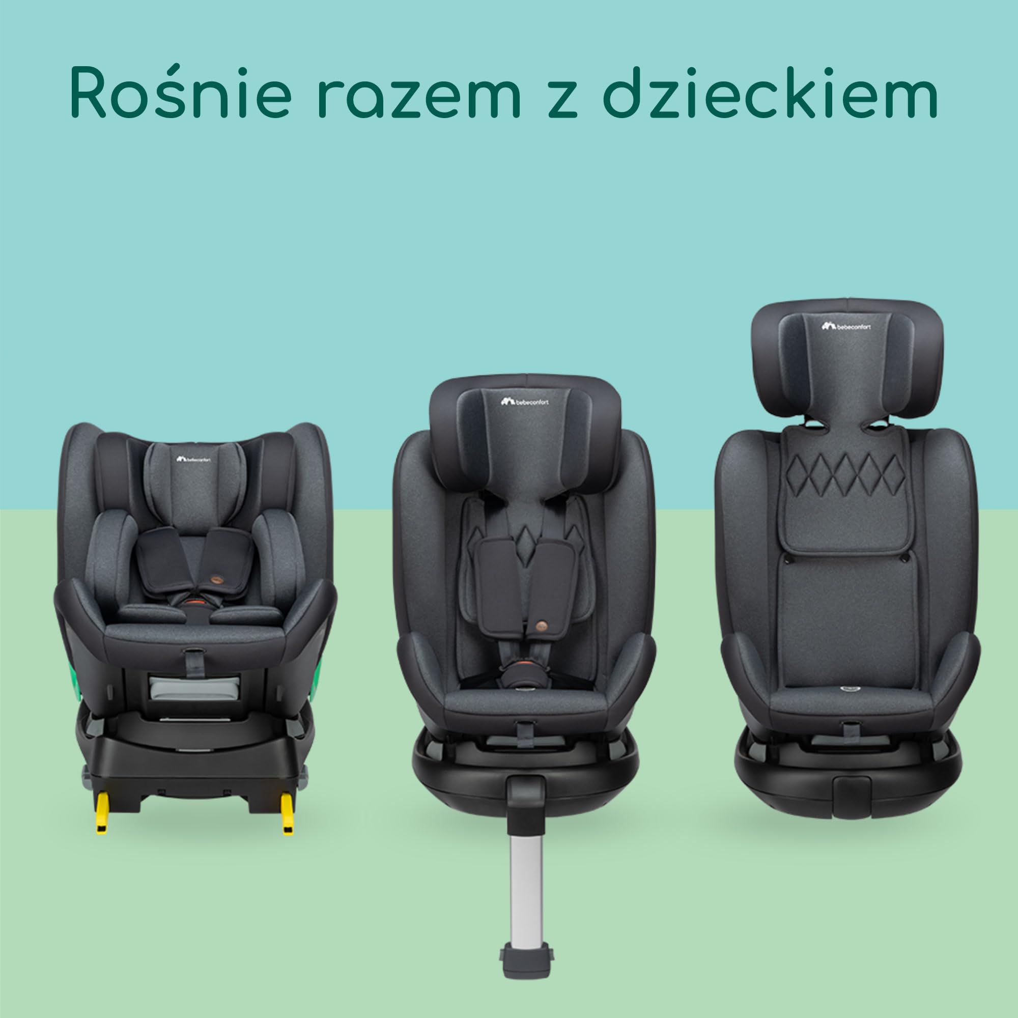 Bebeconfort EvolveFix Plus i-Size, fotelik samochodowy 360, 0–12 lat, 40–150 cm, ISOFIX, 10 pozycji zagłówka, 4-stop. odchylanie, ochrona przed uderzeniem z boku, trwałe tkaniny, Tinted Black