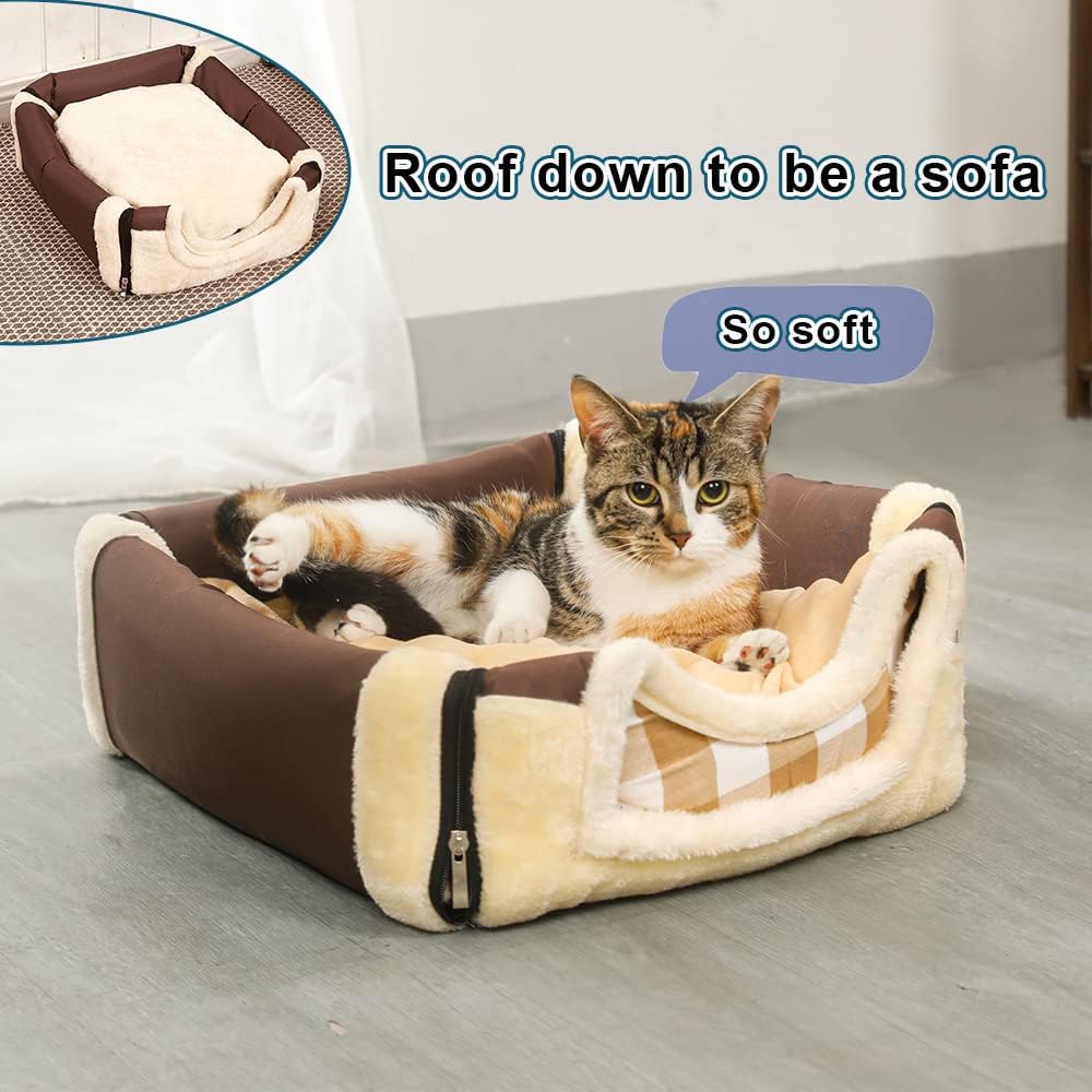 Buy ANPPEX Igloo Dog House, Portable Cat Igloo Bed with Removable Cushion, 2 in 1 Washable Cozy
