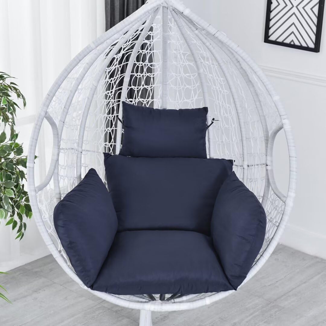 Stuhl-Sitzkissen mit Kissen für drinnen und draußen, mit Schaukelkorb, Marineblau