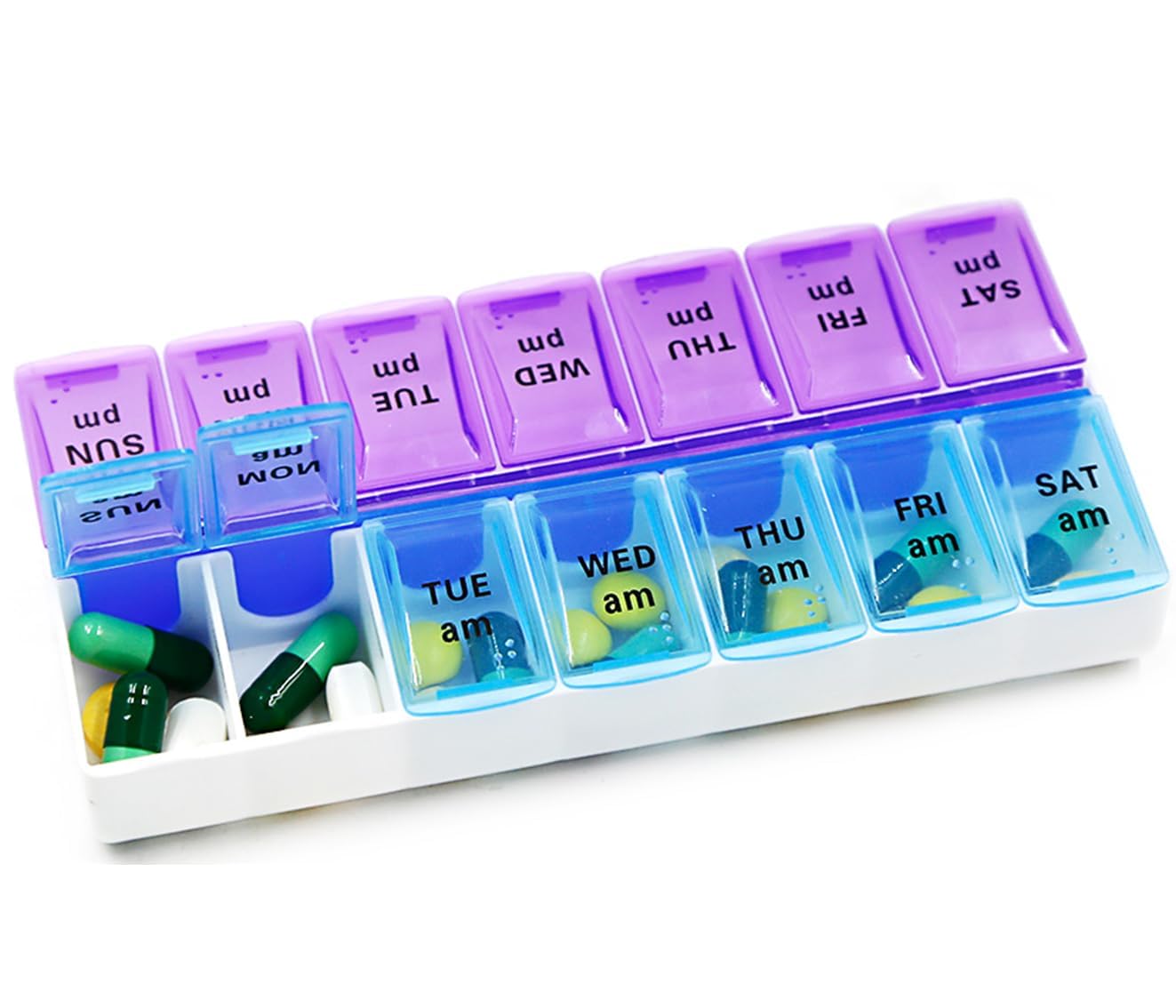 Pill Box For Medicine 7 Days I 14-Compartment – Weekly AM/PM Organizer I Pill Box With Braille Dots-image-31
