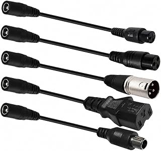 Powice Ladeadapterkabel 5er Set DC Adapter für E-Scooter | DC Hohlstecker auf M12, M16, XLR, IEC C13 & 8016 Stecker – Adapter Set für E-Bike, Balance Scooter und Elektrofahrzeuge