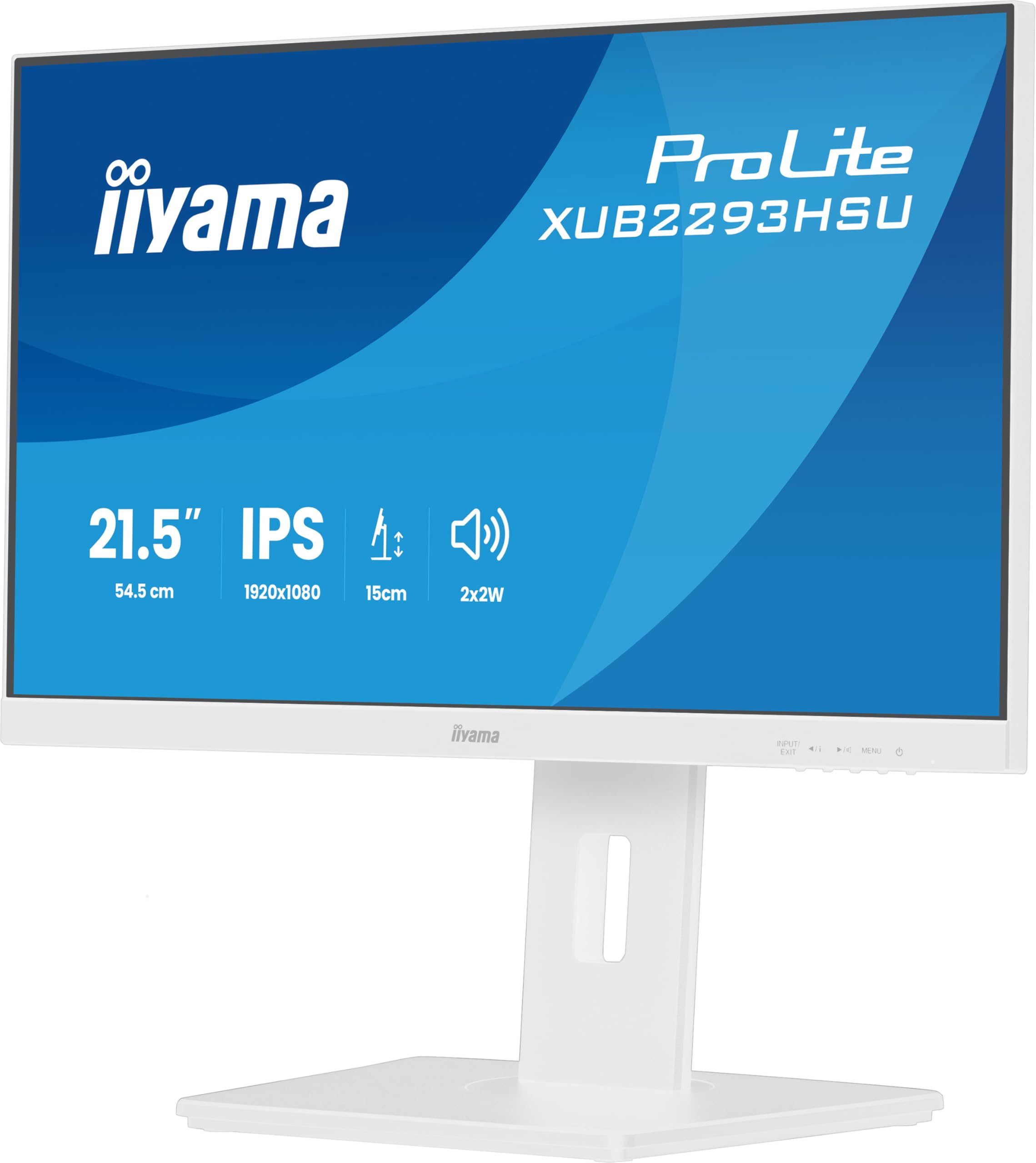 iiyama Prolite XUB2293HSU-W7 54,5cm 21,5" IPS LED-Monitor Full-HD 100Hz HDMI DP USB2.0 Slim-Line Höhenverstellung Pivot Adaptive Sync weiß