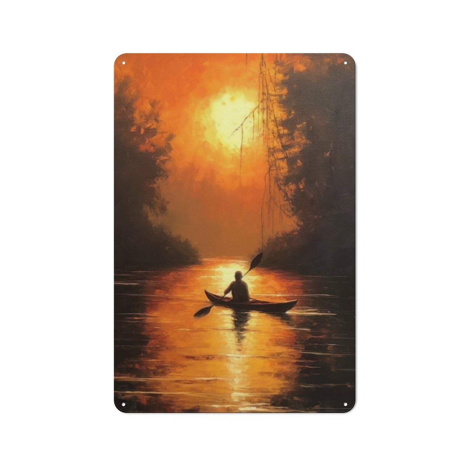 Metal Wall Sign 30x20cm Featuring Kayaking Thrills for Workshop Wall, for Makers And DIY Enthusiasts