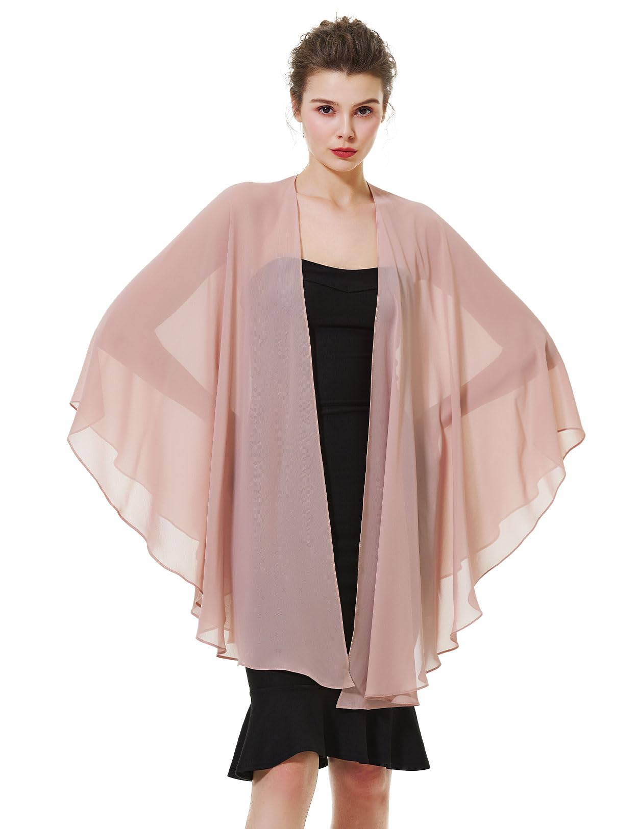 BEAUTELICATE Scialle Donna Elegante per Cerimonia Taglie Forti Chiffon Coprispalle Sheer Stola Donna per Matrimonio Estivo Sposa Abiti