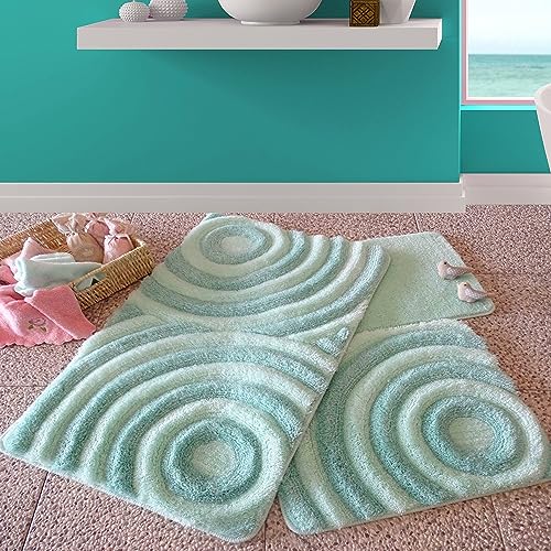 Setmat Set 3 pièces nuances de bleu tapis de douche aux finitions soignées - 3