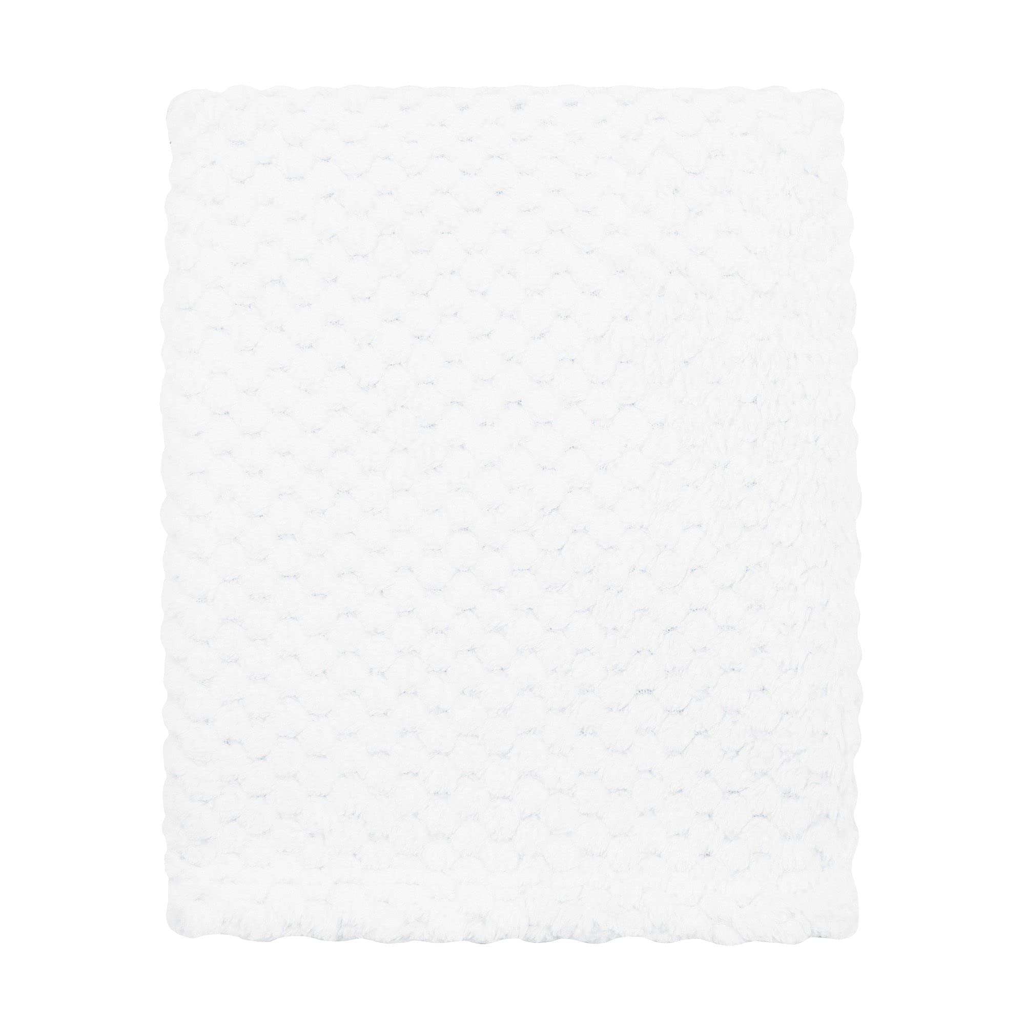 E&A Distribution Limited Baby Blanket Double Sided Soft Fleece for Girl – Cot Blanket for Newborn to Toddler – Waffle (White)