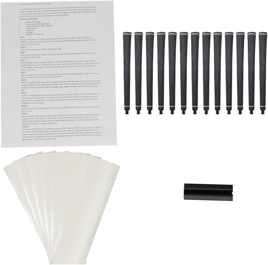Tour Pro Soft Jumbo Black Golf Grips and Grip Kit (13 grips, grip tape, clamp, instructions)