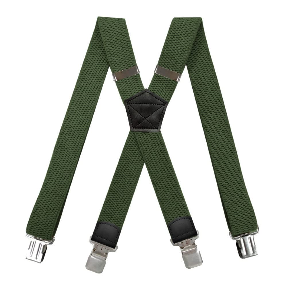 Tirantes para pantalones de hombre Tirantes elásticos for hombre de 3,5 x 120 cm con espalda en forma de X, tirantes anchos elásticos con grano de maíz, suspensorio ajustable de 4 clips for trabajo(Da