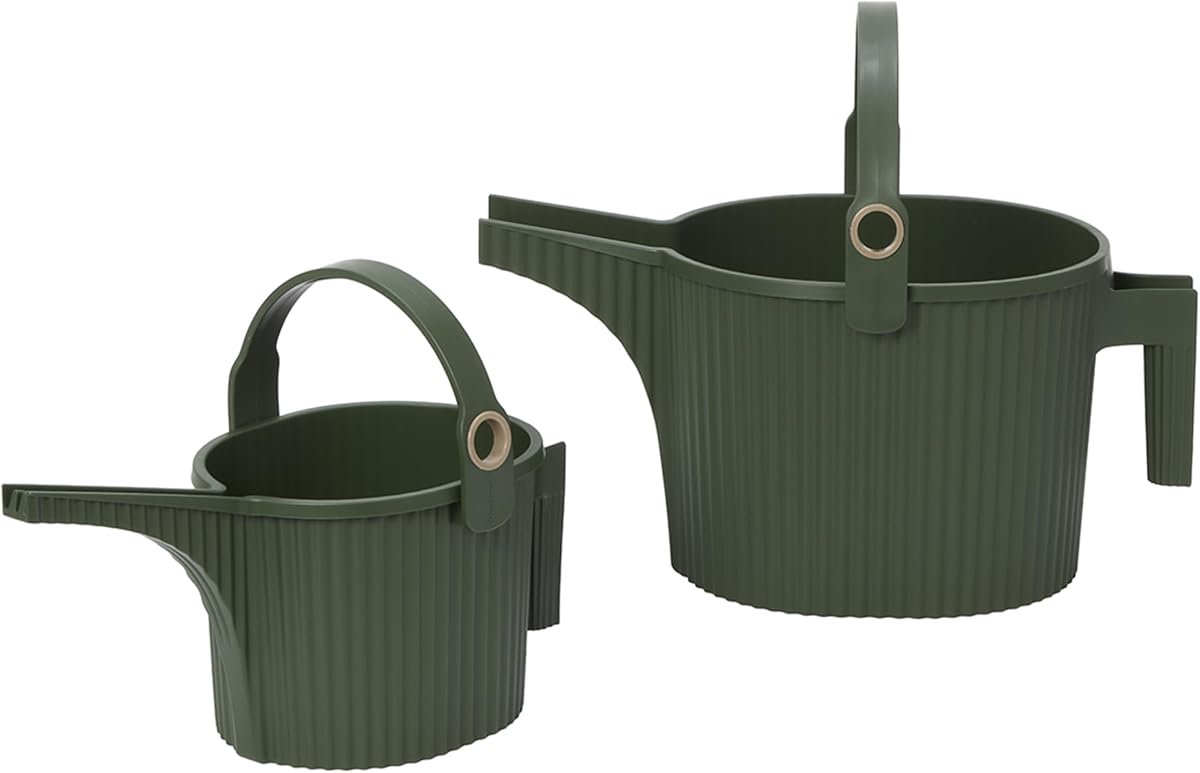 Hachiman Watering Can Set of 2 with Widened Spout | Includes Small and Large Plant Watering Can for Indoor and Outdoor Plants, Garden Green