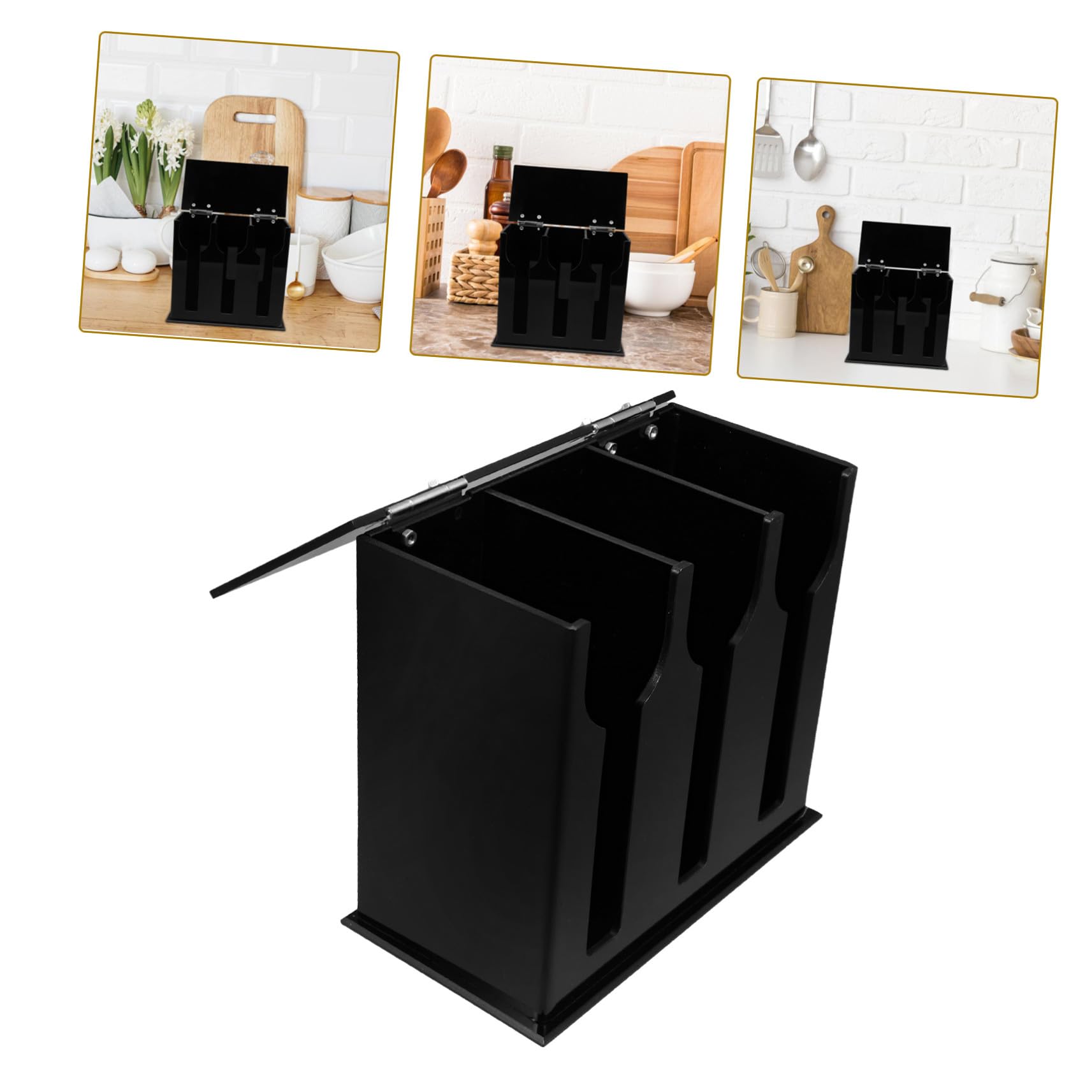 Alipis Soporte 3-compartimentos Acrílico para Cubiertos Reutilizable Estable Diseño Organizador para Cocina o Bar