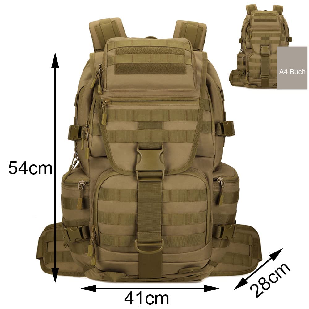 Molle, taktyczny, 50 l, wodoszczelny, wojskowy, plecak turystyczny, męski na wędrówki, trekking, podróż, ergonomiczny, odporny na kradzieżą
