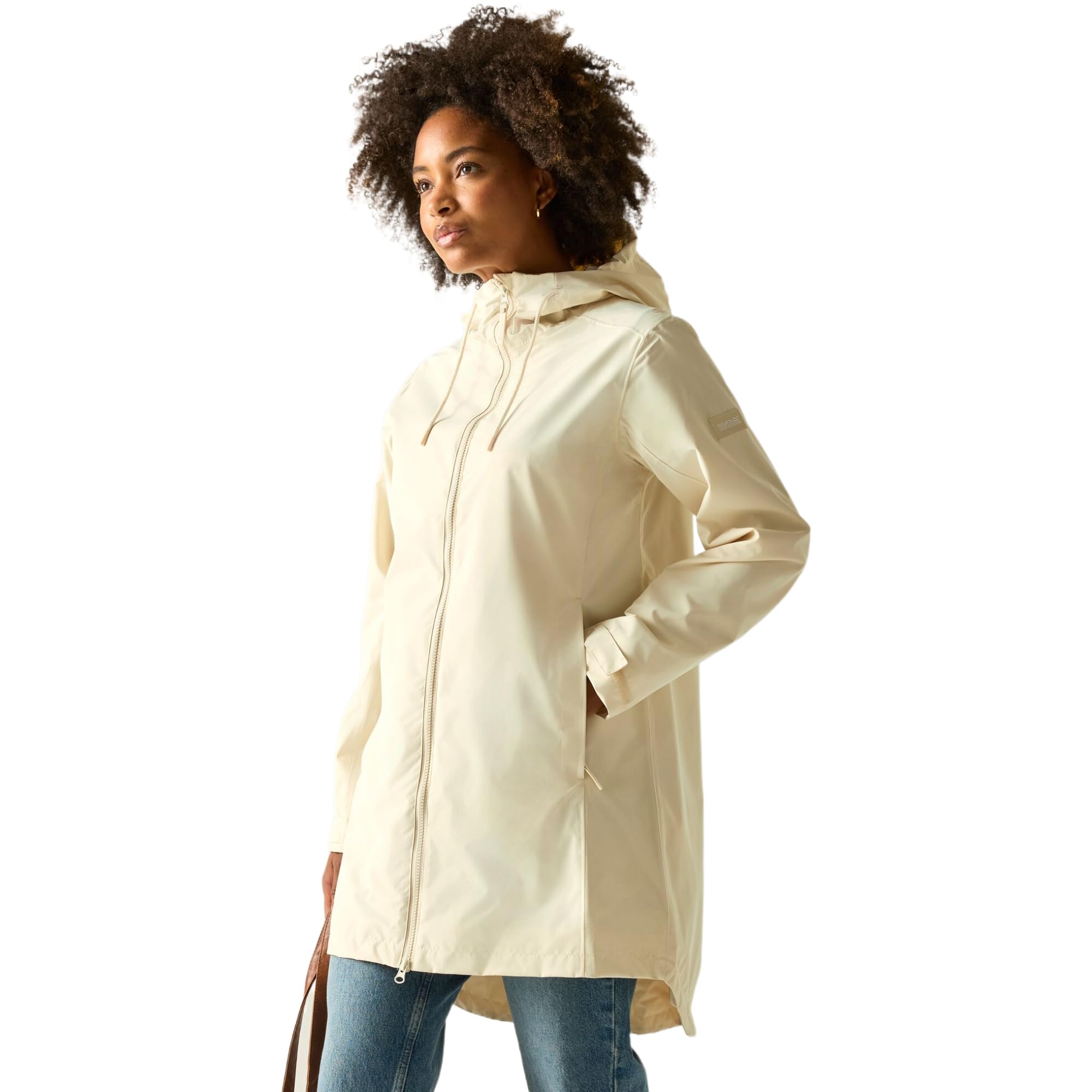 Regatta Women's Brianka Longline Hooded Waterproof Jacket in Cream | Size: 16