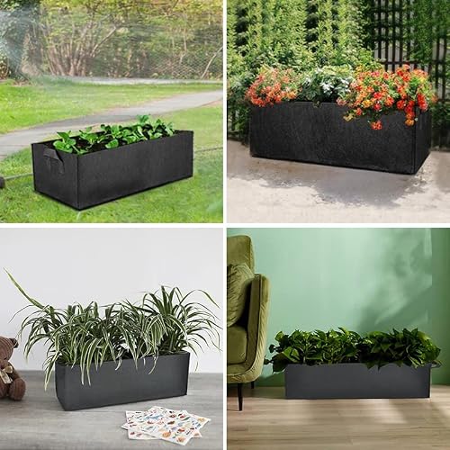 Iubeibei Raised Plant Cultivation Bags Garden, Flowers, Planting Racks, Elevated Vegetable Boxes, Rectangular Breathable Planting Bags(Black-60Cm) #TOP7