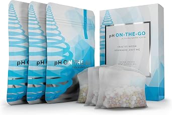 Invigorated Water pH ON-The-GO Portable Alkaline Water Filter Pouch, High pH Water Alkalizer for Bottles, Jugs, Pitchers - Filters 98 Liters / 26 Gallons 3-Pack